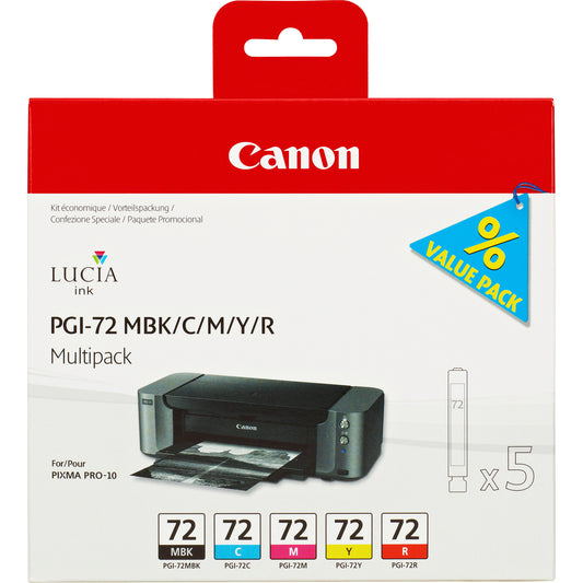 Canon PGI-72 MBK/C/M/Y/R 5 Ink Cartridge Multipack