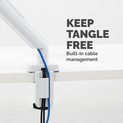 Fellowes Platinum Series Monitor Arm - Monitor Mount for 8KG 40 Inch Screens - Adjustable Monitor Desk Mount - Tilt 45° Pan 180° Swivel 360° Rotation 360°, VESA 75 x 75/100 x 100 - White