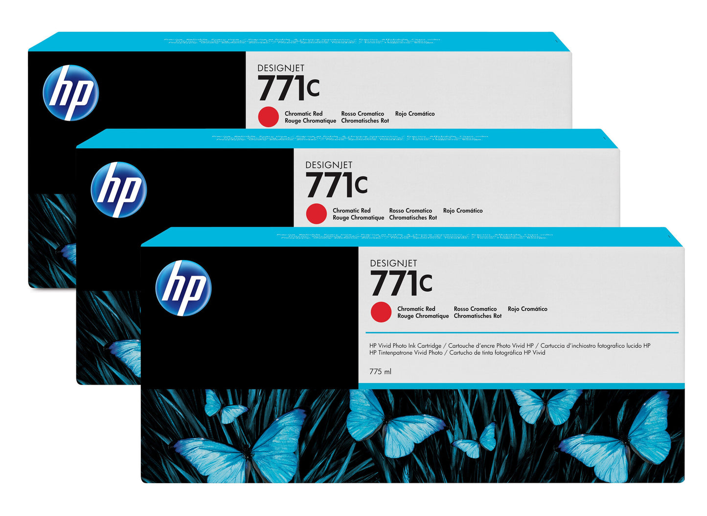 HP 771C 3-pack 775-ml Chromatic Red DesignJet Ink Cartridges