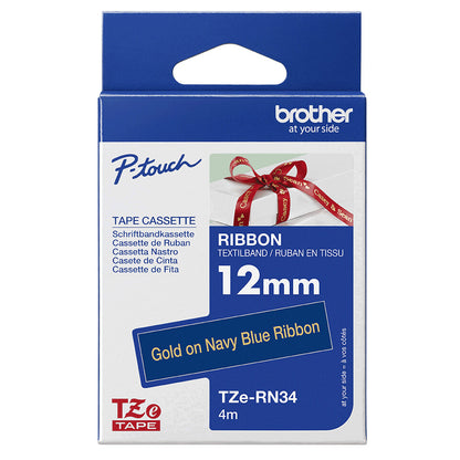 Brother TZE-RN34 label-making tape Gold on navy