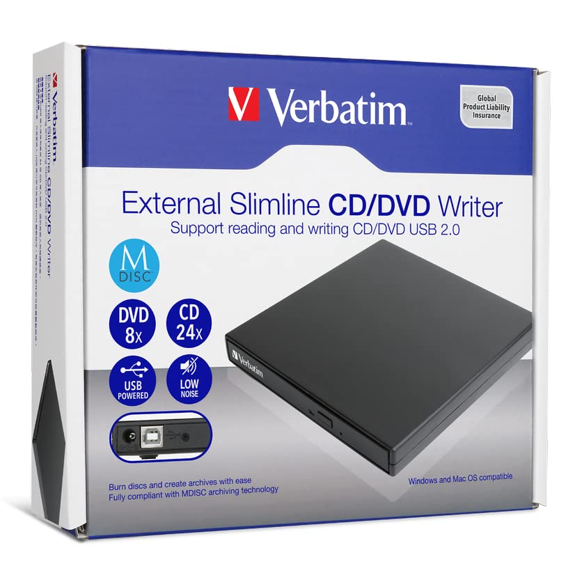 Verbatim  Mobile DVD Writer DVD Writer USB 2.0 BLACK, 098938