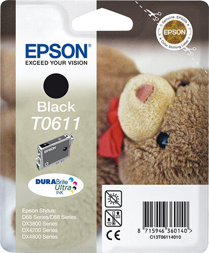 Epson Teddybear Singlepack Black T0611 DURABrite Ultra Ink