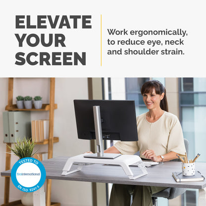 Fellowes Computer Monitor Stand with 3 Height Adjustments - Hana LT Monitor Riser - Ergonomic Adjustable Monitor Stand for Computers - Max Weight 22.6KG - White