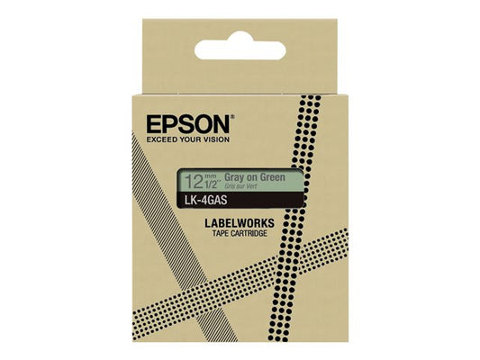 EPSON LK-4GAS COLOUR TAPE 12MM GREEN/GREY (8M)