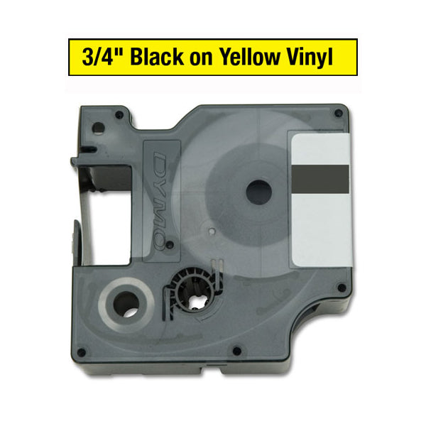 Dymo 18433 Rhino Vinyl Tape 19mm x 5.5m Black on Yellow S0718470