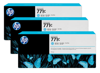 HP 771C 3-pack 775-ml Light Cyan DesignJet Ink Cartridges