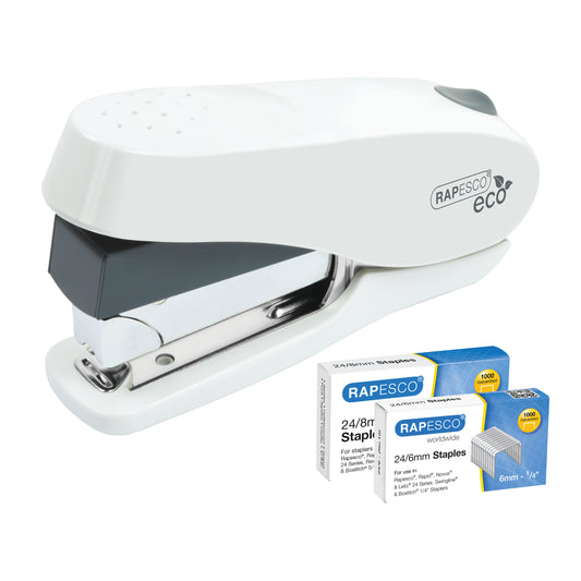 Rapesco ECO Luna Less Effort Stapler Capacity 50 Sheets White 1467