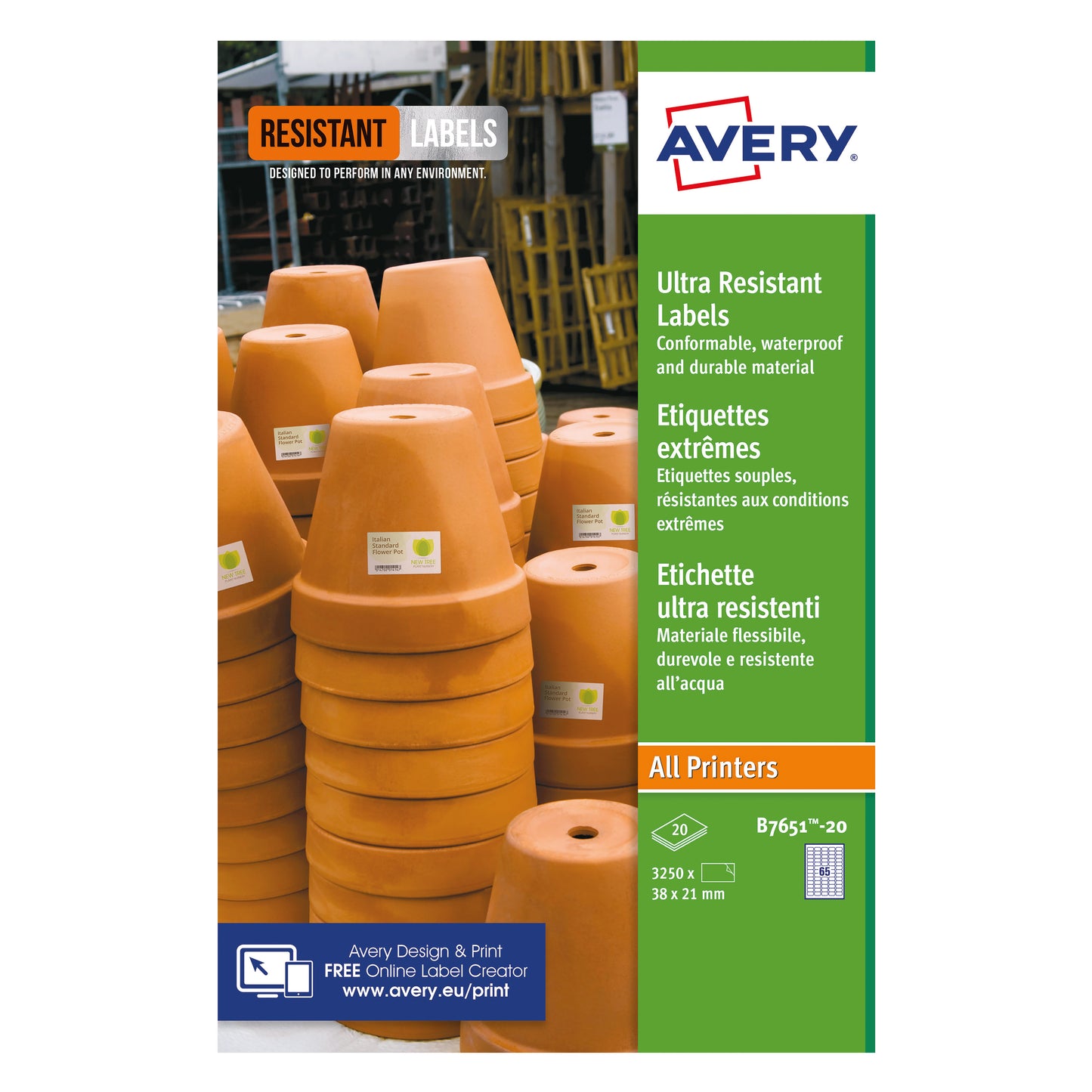 Avery Ultra Resistant Lavels 38x21mm (Pack of 1300) B7651-20