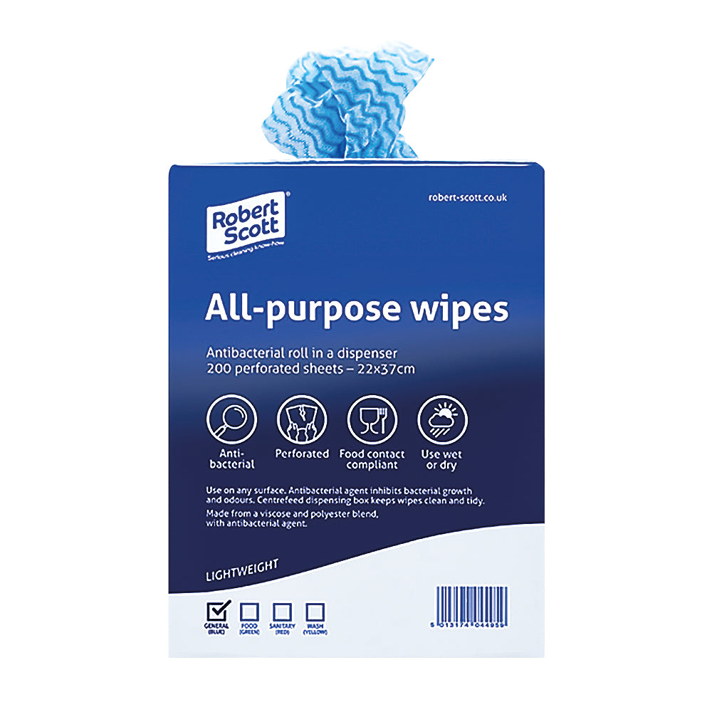 Blue Antibacterial Cloth Box 220x370mm (Pack of 200) 100247BU