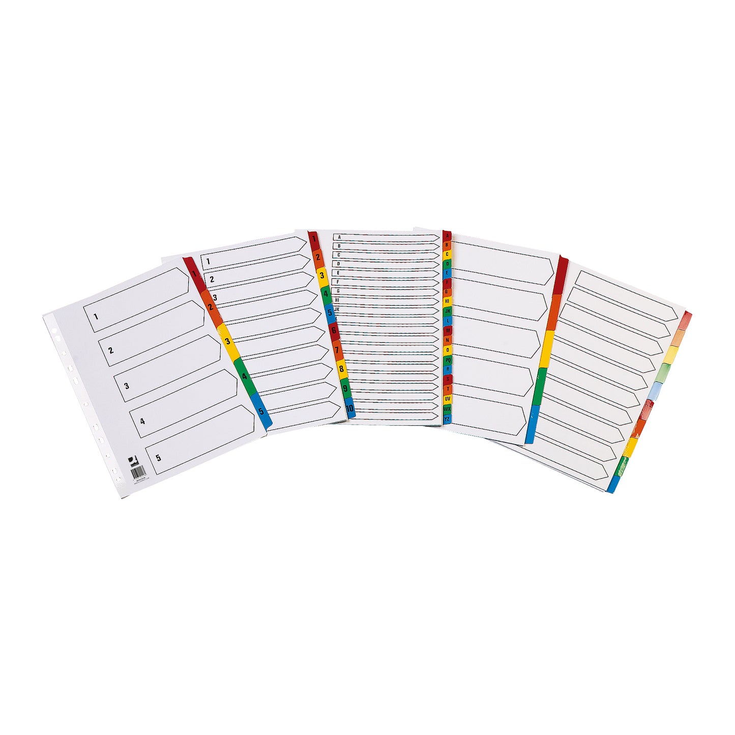 Q-Connect 1-5 Index Multi-punched Reinforced Board Multi-Colour Numbered Tabs A4 White KF01518