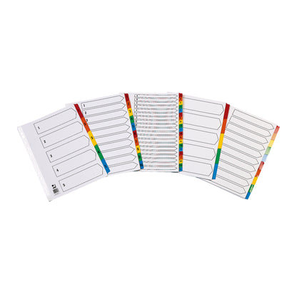 Q-Connect 1-5 Index Multi-punched Reinforced Board Multi-Colour Numbered Tabs A4 White KF01518
