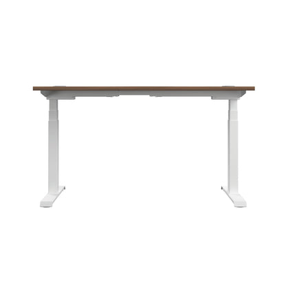 Jemini Sit/Stand Desk with Cable Ports 1200x800x630-1290mm Dark Walnut/White KF809753