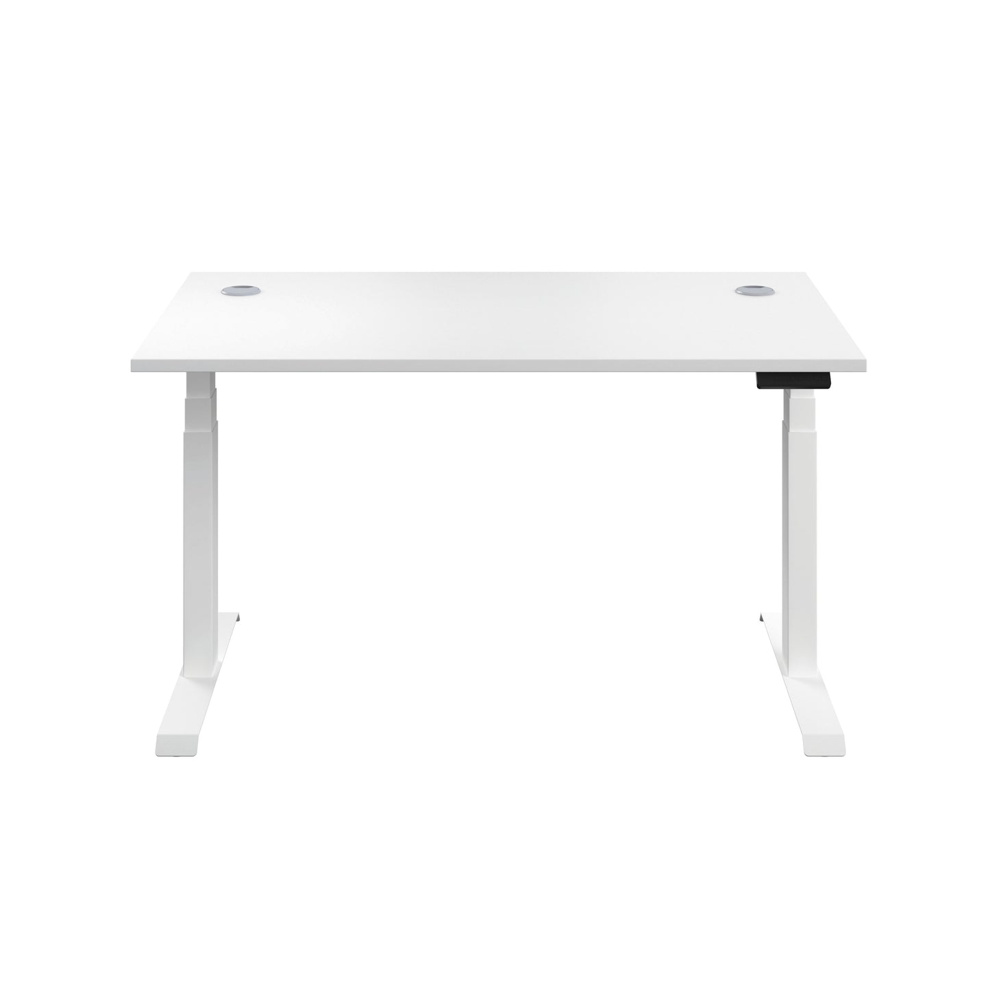 Jemini Sit/Stand Desk with Cable Ports 1200x800x630-1290mm White/White KF809791