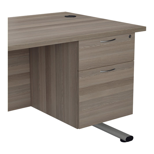 Jemini 2 Drawer Fixed Pedestal 404x655x495mm Grey Oak KF74413