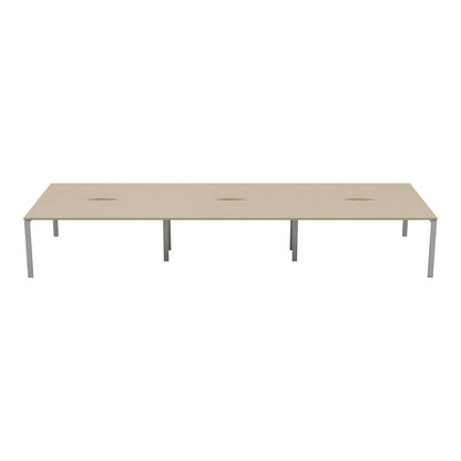 Jemini 6 Person Bench Desk 3600x1600x730mm Maple/White KF808824