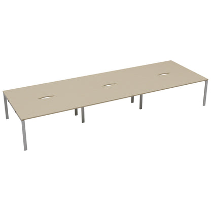 Jemini 6 Person Bench Desk 3600x1600x730mm Maple/White KF808824