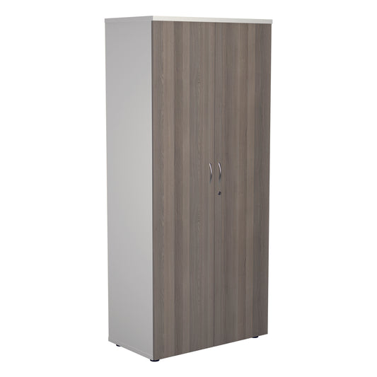 Jemini Wooden Cupboard 800x450x1800mm White/Grey Oak KF810728