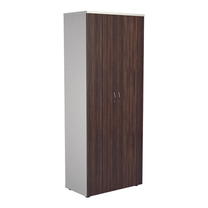 Jemini Wooden Cupboard 800x450x2000mm White/Dark Walnut KF811114