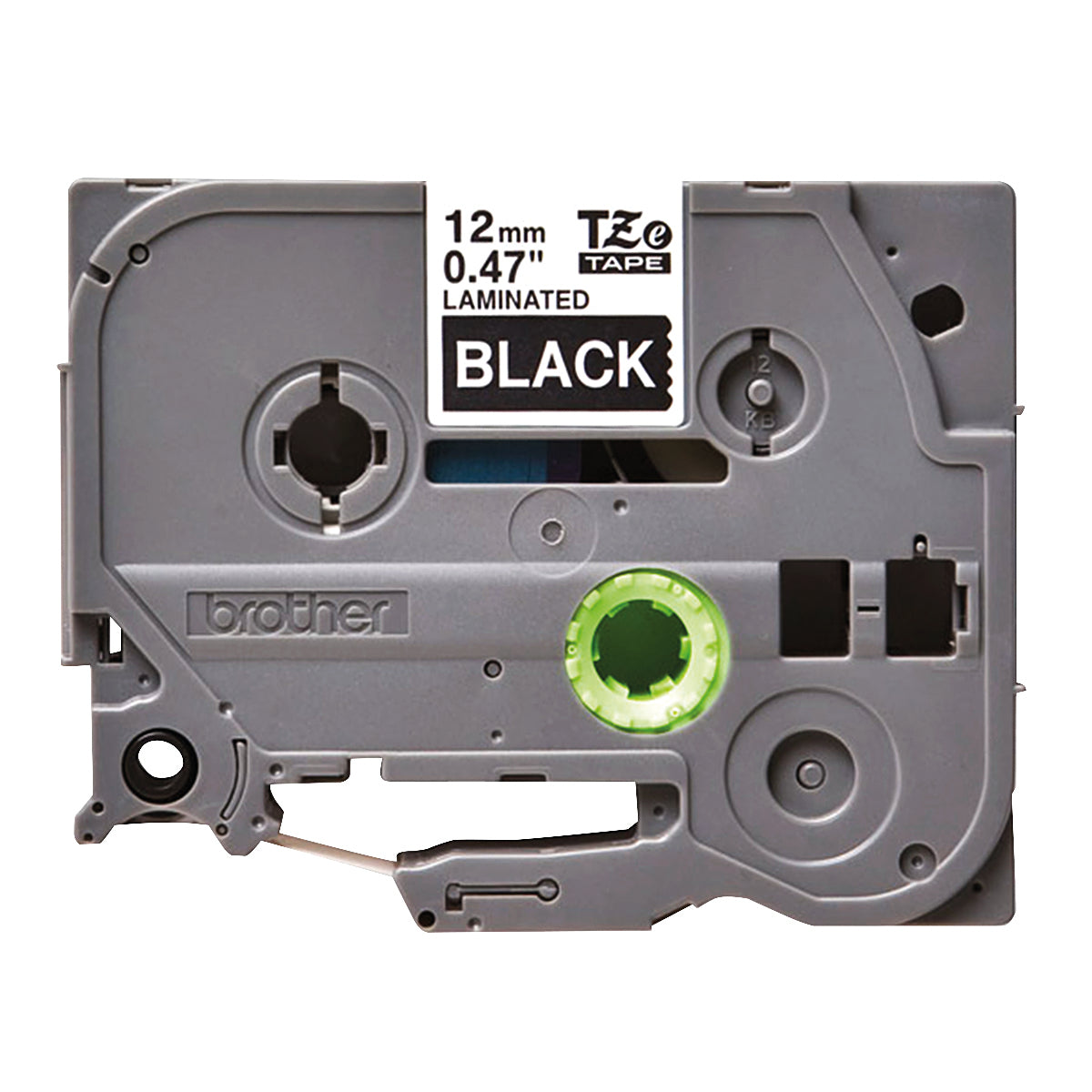 Brother P-Touch TZe Laminated Tape Cassette 12mm x 8m White on Black Tape TZE335