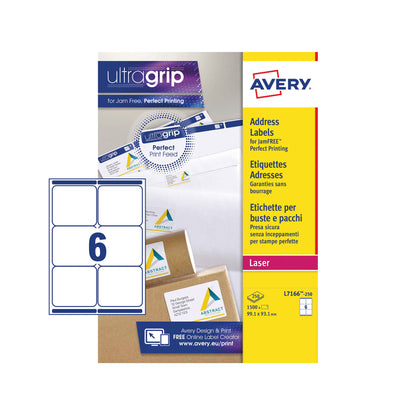 Avery Ultragrip Laser Label 99.1x93.1mm White (Pack of 1500) L7166-250
