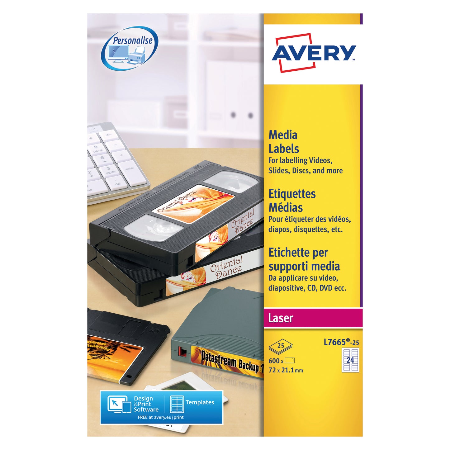 Avery Mini Data Cartridge Label 72x21.1mm White(Pack of 600) L7665-25