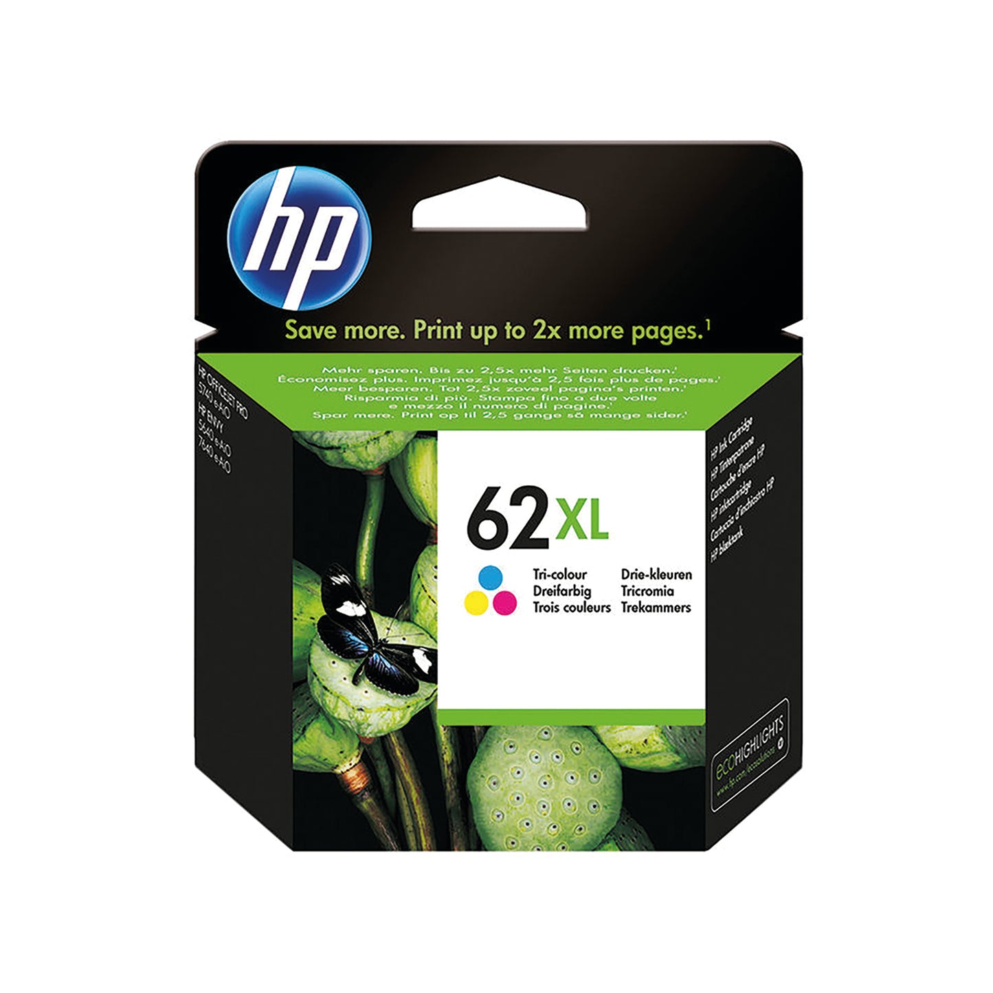 HP 62XL Ink Cartridge High Yield Tri-color CMY C2P07AE