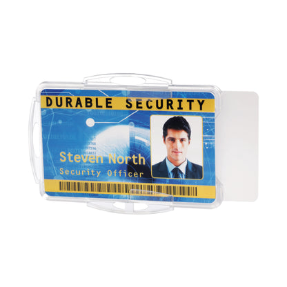 Durable Dual Security Pass Holder 54x85mm for 2 ID Passes Clear (Pack of 10) 891919