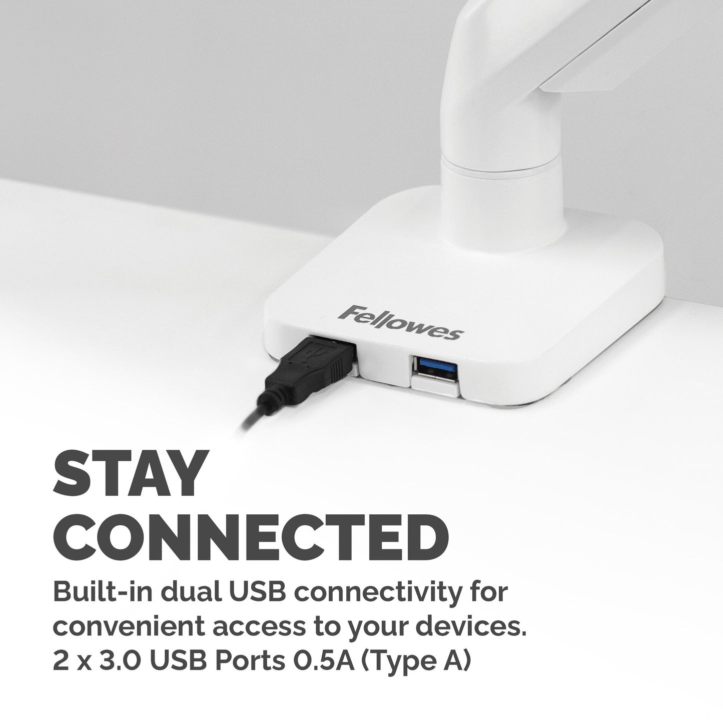 Fellowes Platinum Series Monitor Arm - Monitor Mount for 8KG 40 Inch Screens - Adjustable Monitor Desk Mount - Tilt 45° Pan 180° Swivel 360° Rotation 360°, VESA 75 x 75/100 x 100 - White