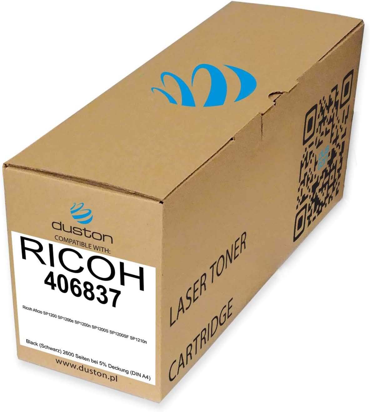 Ricoh 406837 Black Toner Print Cartridge, 2600 pages