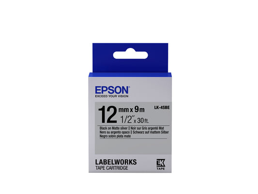 Epson Label Cartridge Matte LK-4SBE Black/Matt Silver 12mm (9m)