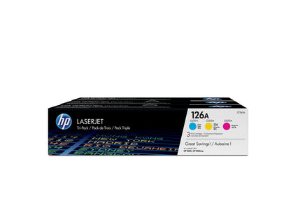 HP 126A 3-pack Cyan/Magenta/Yellow Original LaserJet Toner Cartridges