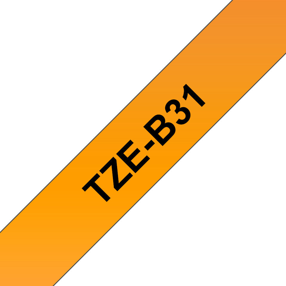 Brother Laminated tape 12mm Black on Flu Orange TZE-B31