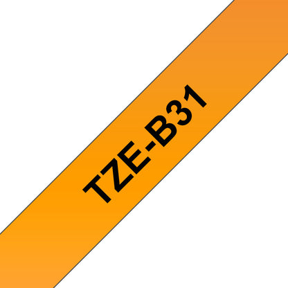 Brother Laminated tape 12mm Black on Flu Orange TZE-B31