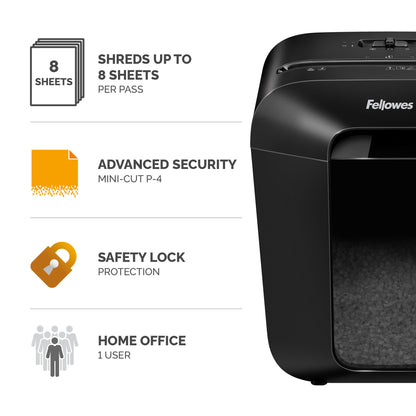 Fellowes LX Series Paper Shredder LX41 8 Sheet Mini Cut Shredder with 17 Litre Bin Advanced Security P4