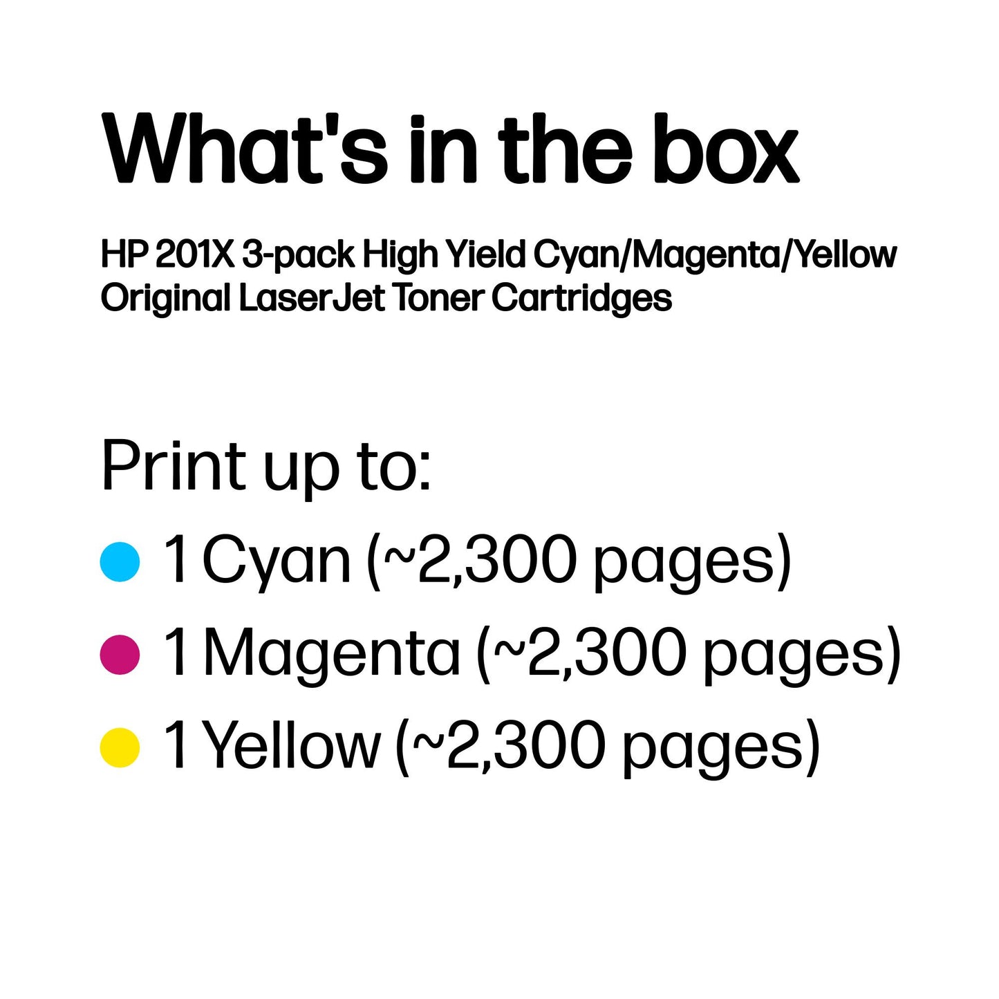 HP 201X 3-pack High Yield Cyan/Magenta/Yellow Original LaserJet Toner Cartridges