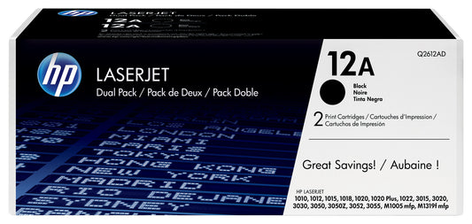 HP 12A 2-pack Black Original LaserJet Toner Cartridges