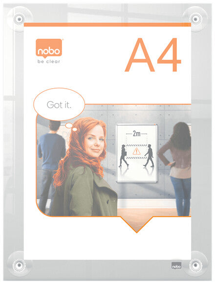 Nobo Premium Plus A4 Clear Acrylic Wall Mounted Repositionable Poster Frame