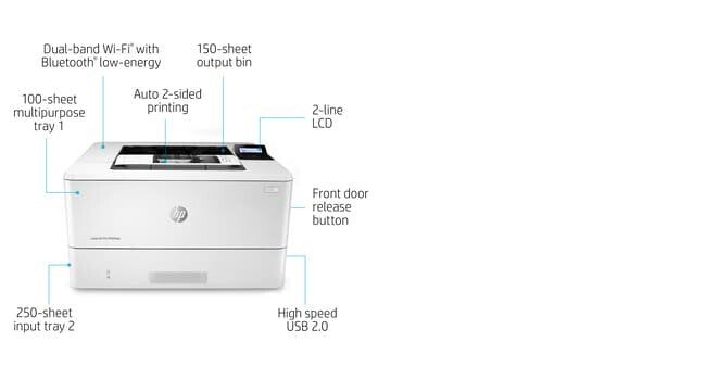 HP LaserJet Pro M404dw, Print, Wireless