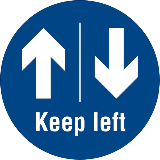 KEEP LEFT SOCIAL DISTANCING FLOOR STICKER PK OF 5, KLB-X5