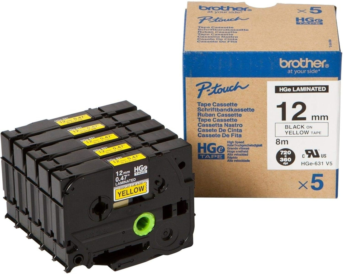 Brother HG631V5 printer label Black, Yellow HG