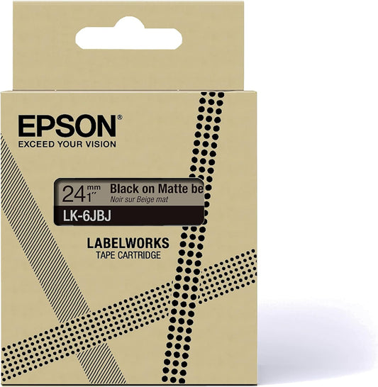 EPSON LK-6JBJ MATTE TAPE BEIGE/BLACK 24MM (8M)