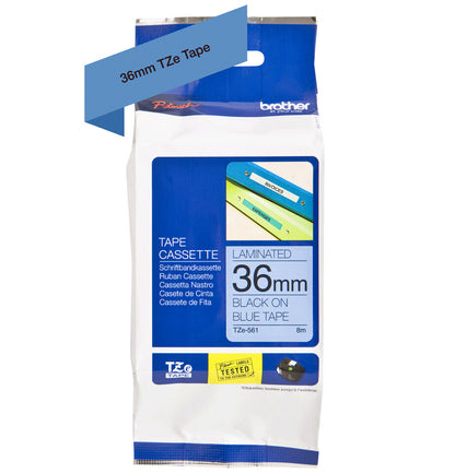 Brother Laminated tape 36mm x 8m Colour Black on Blue TZe-561