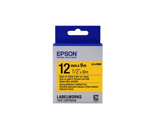 Epson Label Cartridge Strong Adhesive LK-4YBW Black/Yellow 12mm (9m)