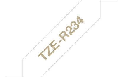 Brother TZE-R234 label-making tape Gold on white