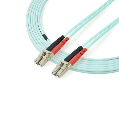 StarTech.com Fiber Optic Cable - 10 Gb Aqua - Multimode Duplex 50/125 - LSZH - LC/LC - 2 m~2m (6ft) LC/UPC to LC/UPC OM3 Multimode Fiber Optic Cable, Full Duplex 50/125µm Zipcord Fiber, 100G Networks, LOMMF/VCSEL,