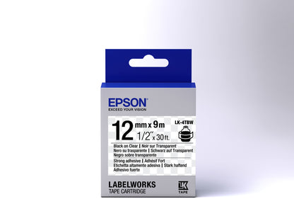 Epson Label Cartridge Strong Adhesive LK-4TBW Black/Transparent 12mm (9m)