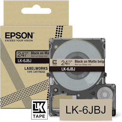 EPSON LK-6JBJ MATTE TAPE BEIGE/BLACK 24MM (8M)