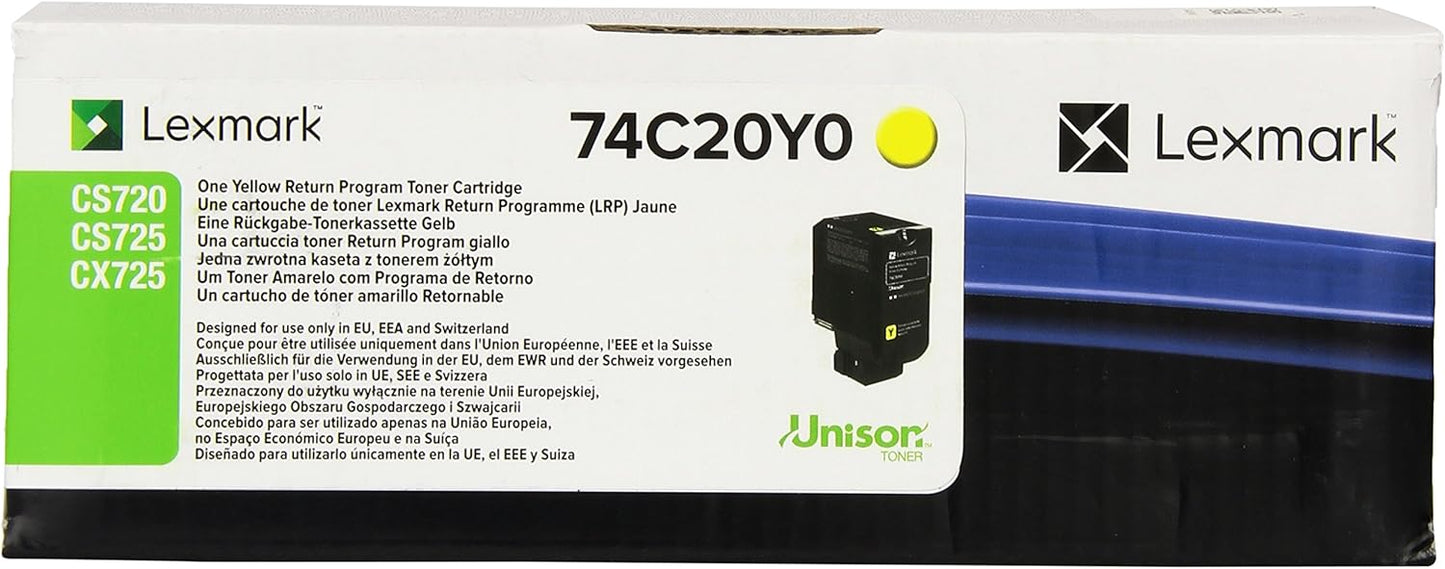 Lexmark 74C20Y0 toner cartridge 1 pc(s) Original Yellow