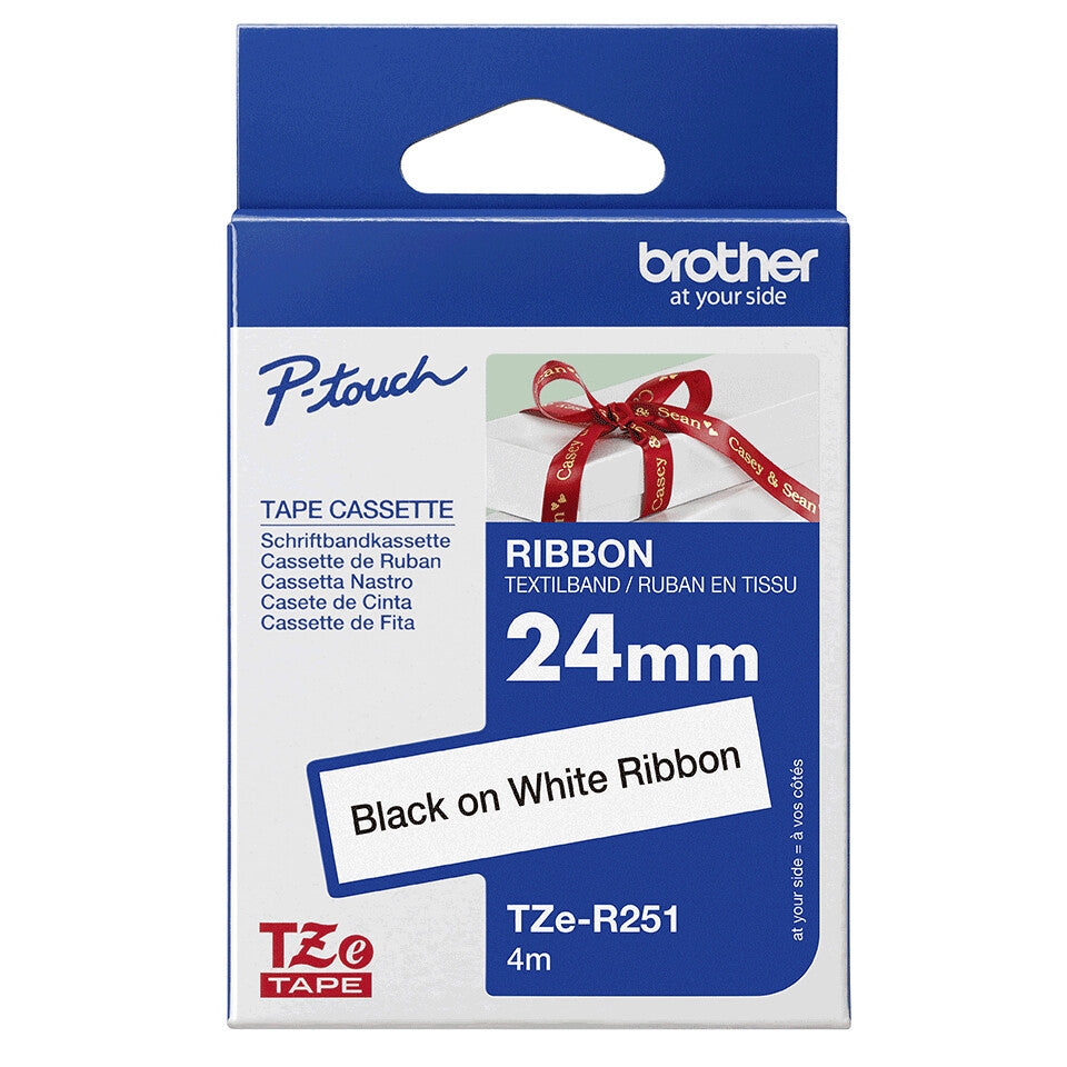 Brother TZE-R251 label-making tape Black on white