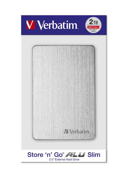 Verbatim Store 'n' Go ALU Slim Portable Hard Drive 1TB Silver